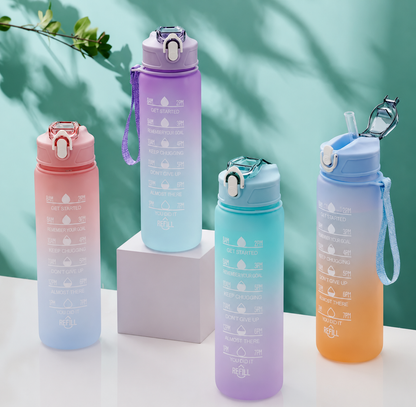 600-1000ml Motivational Water Bottle with Time Markers