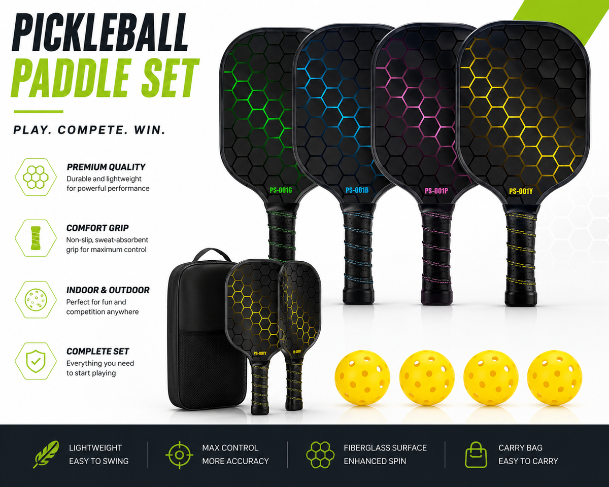 Carbon Fiber Pickleball Paddle Set