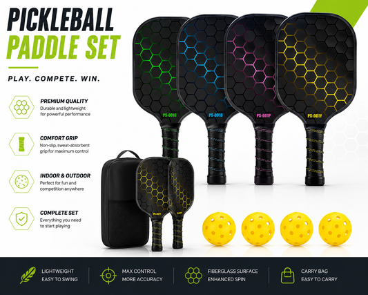 Carbon Fiber Pickleball Paddle Set
