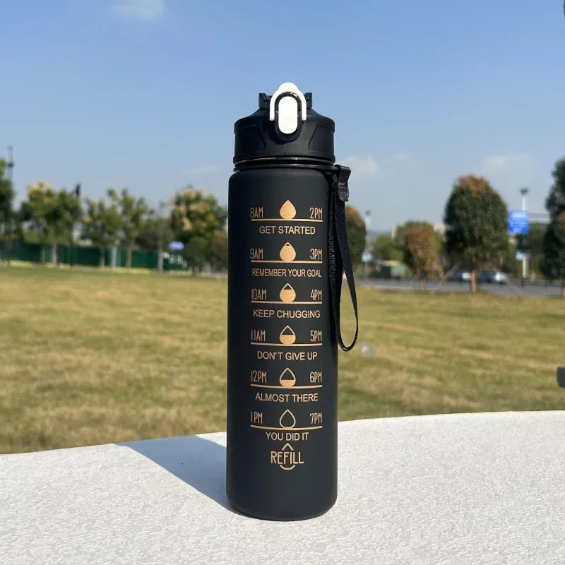 600-1000ml Motivational Water Bottle with Time Markers