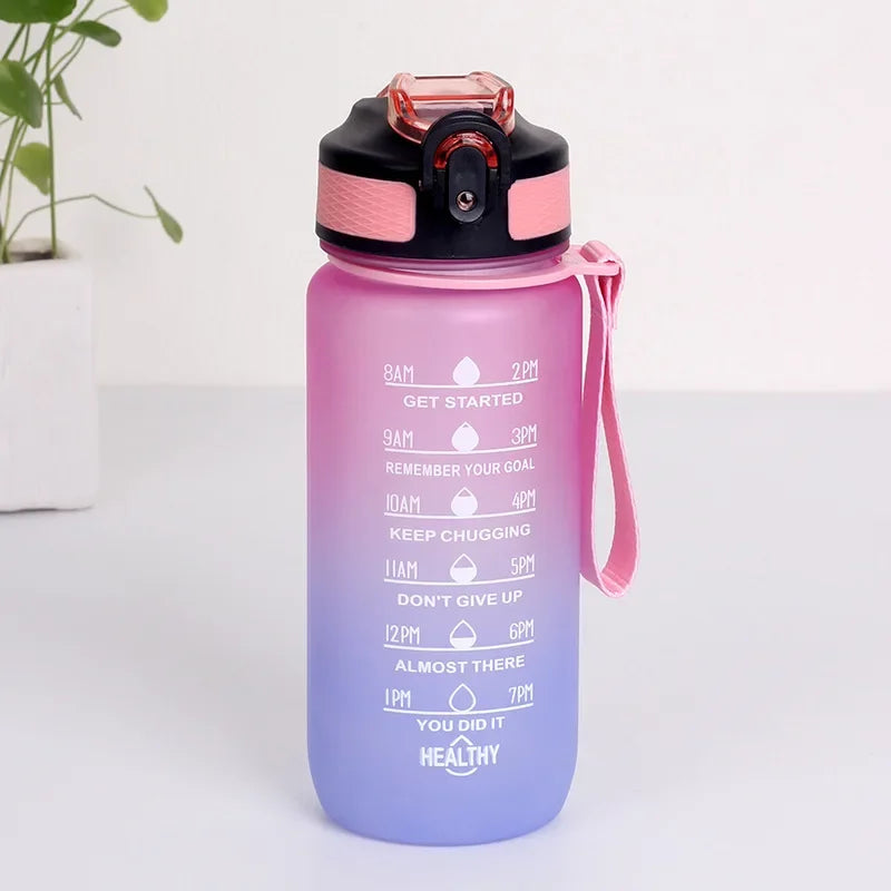 600-1000ml Motivational Water Bottle with Time Markers
