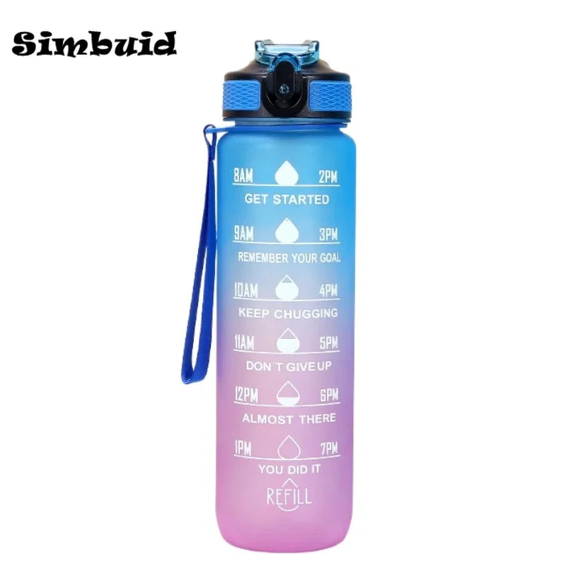 600-1000ml Motivational Water Bottle with Time Markers