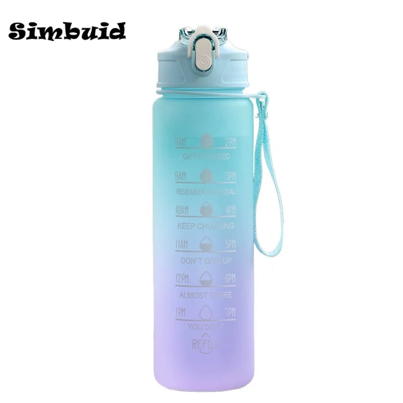 600-1000ml Motivational Water Bottle with Time Markers