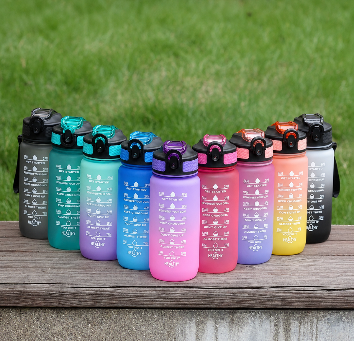 600-1000ml Motivational Water Bottle with Time Markers