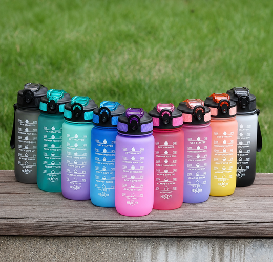 600-1000ml Motivational Water Bottle with Time Markers