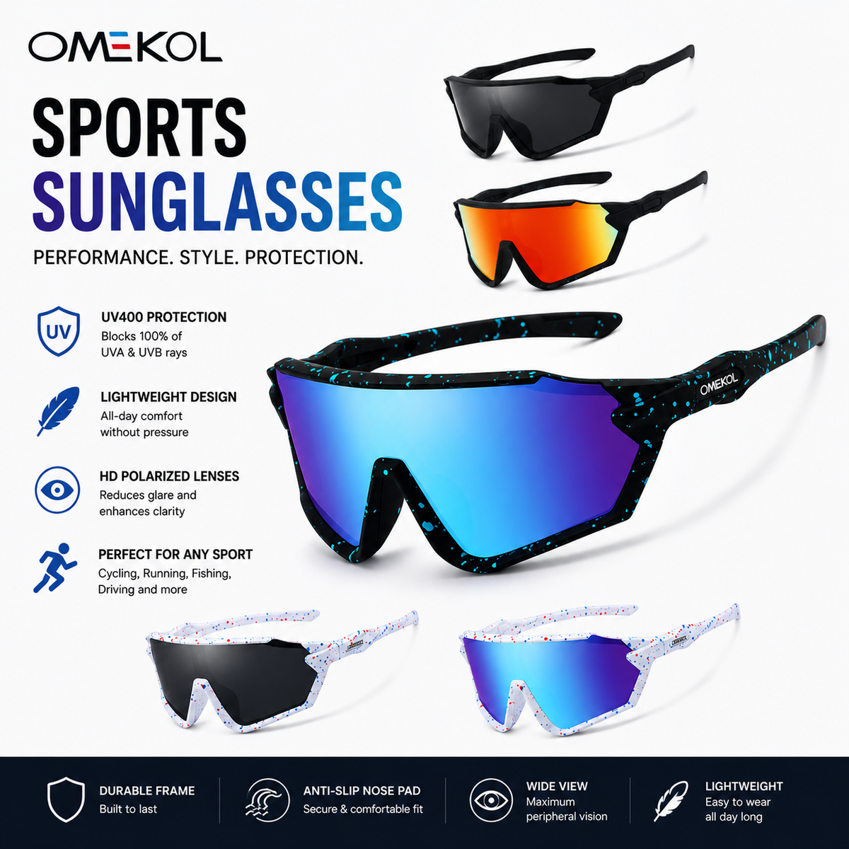 Unisex UV400 Sports Sunglasses